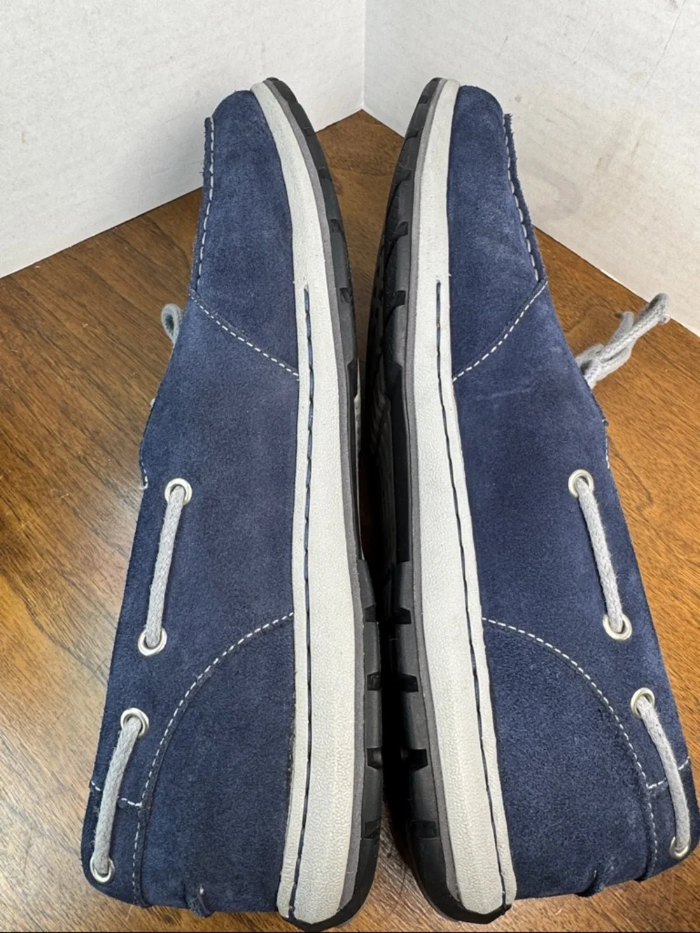 Columbia Mens Navy Suede Boat Deck Shoes Loafers, Gray Laces, sz 13